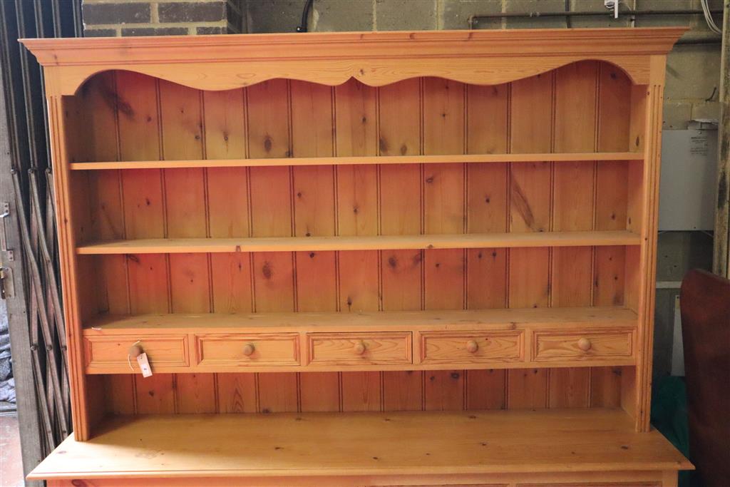 A Victorian style pine dresser, width 182cm, depth 42cm, height 200cm